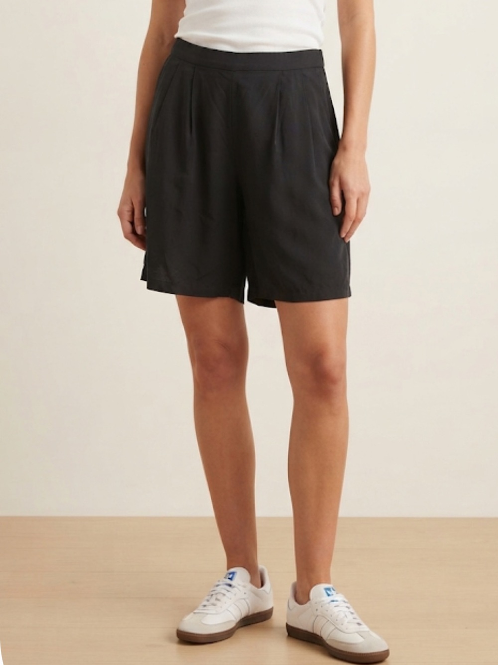 TEZENIS Black Lyocell Pull On Pleated Bermuda Shorts Large